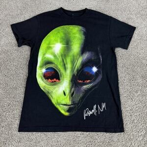 Strange Daze Roswell New Mexico Shirt Mens Small Black Big Alien UFO Print